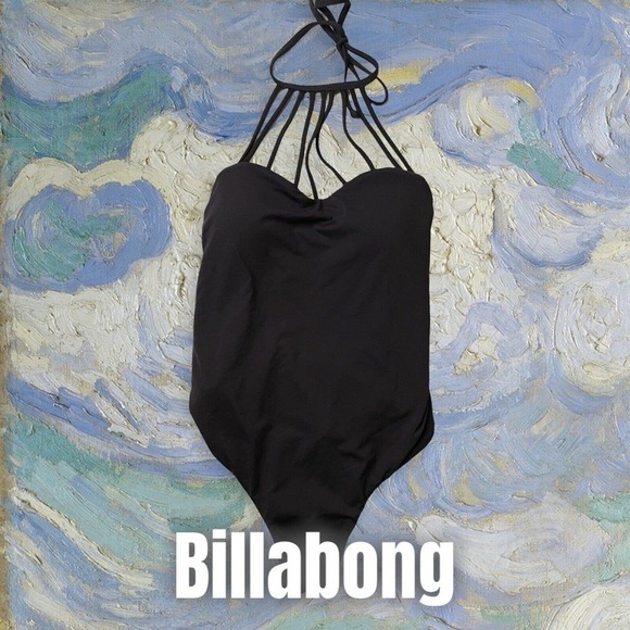 Billabong Black Sol Searcher Strappy High Neck Swimsuit Size Small - Picture 10 of 10